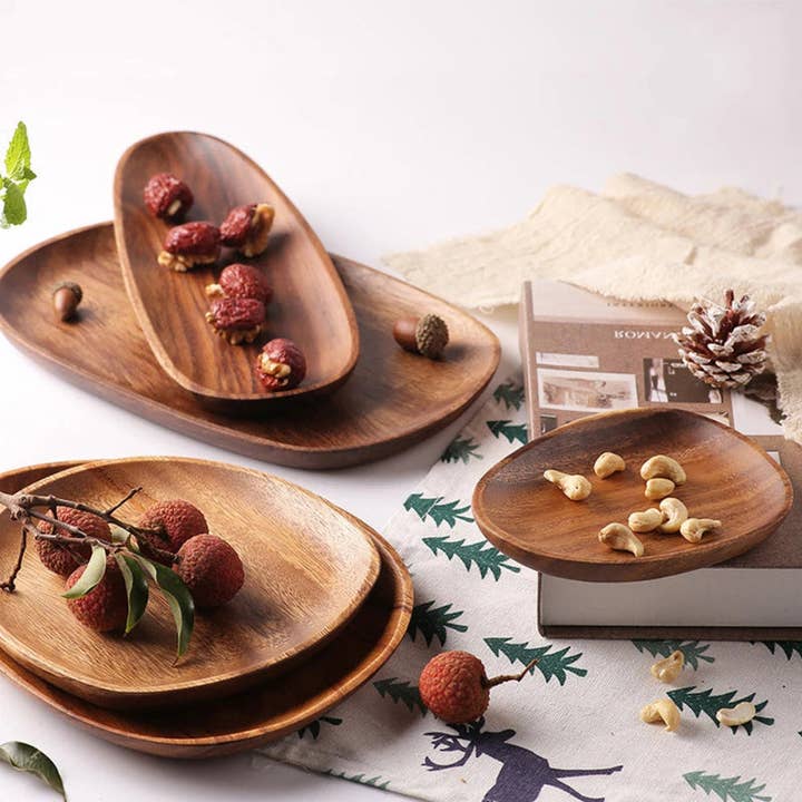 Acacia Serving 5-PC Set | Wooden Serveware | Table Display for wholesale by Kiyo Home