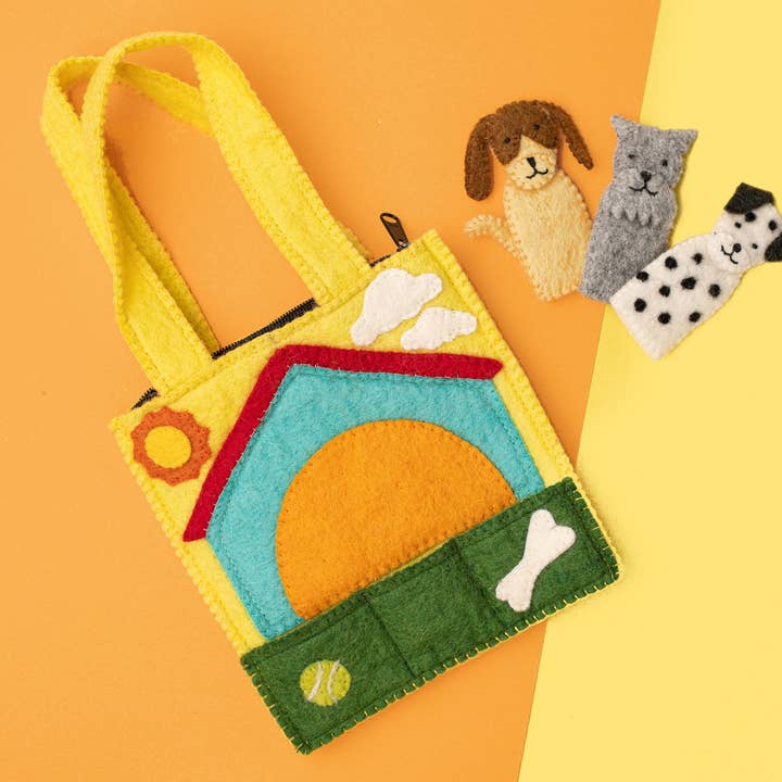 Global Goods Partners - Wholesale Finger Puppet - Kids & Baby - Felt Doggy Puppet Bag
