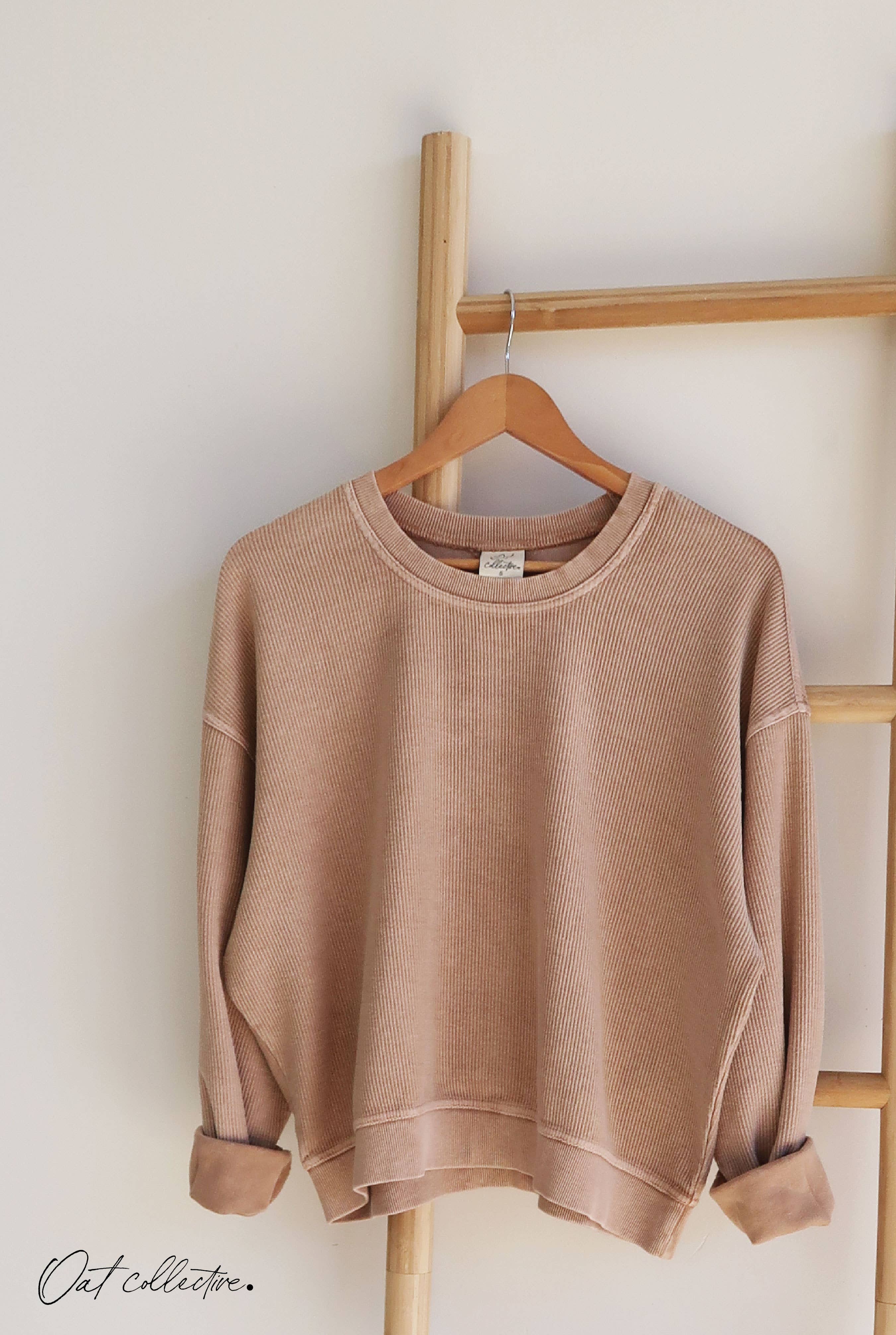 OAT COLLECTIVE - Wholesale Graphic Sweatshirt - Women's - PREMIUM BASIC Cropped Thermal Vintage Pullover 12