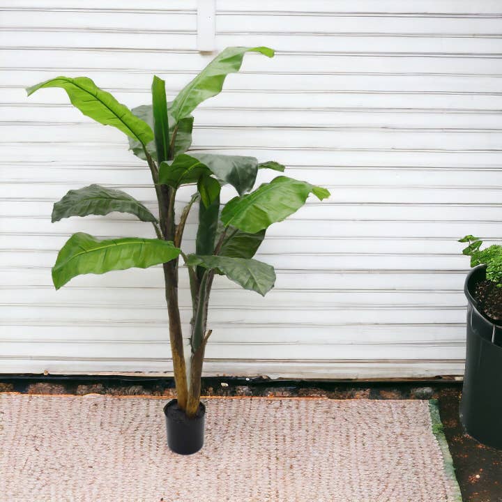 Larksilk - Vente Plantes artificielles - Palmier bananier artificiel de 48 pouces - 12 feuilles avec pot2