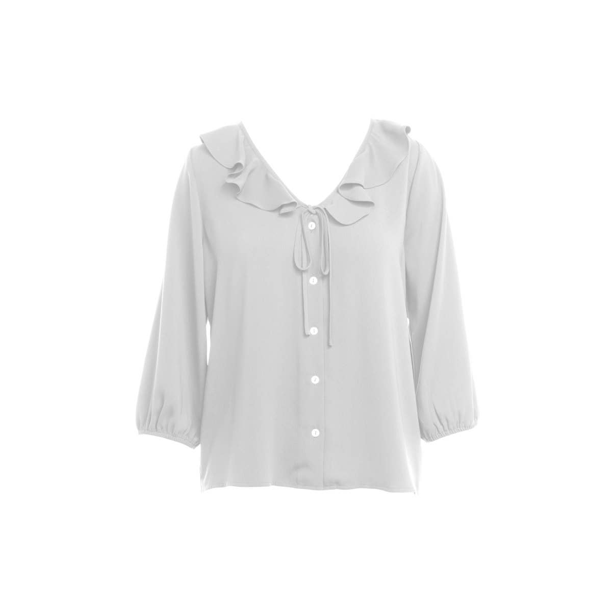 Naked Zebra Rack - Wholesale Blouse - Women's - Ruffle Button Down Tie Blouse9