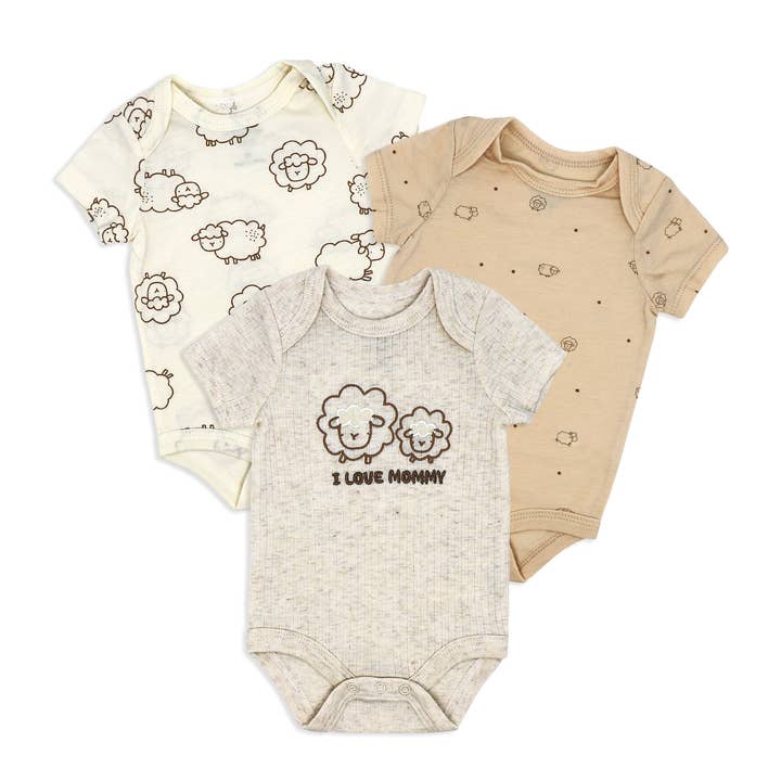 Lot de 3 bodys neutres : Sheep pour la vente par Rose Textiles