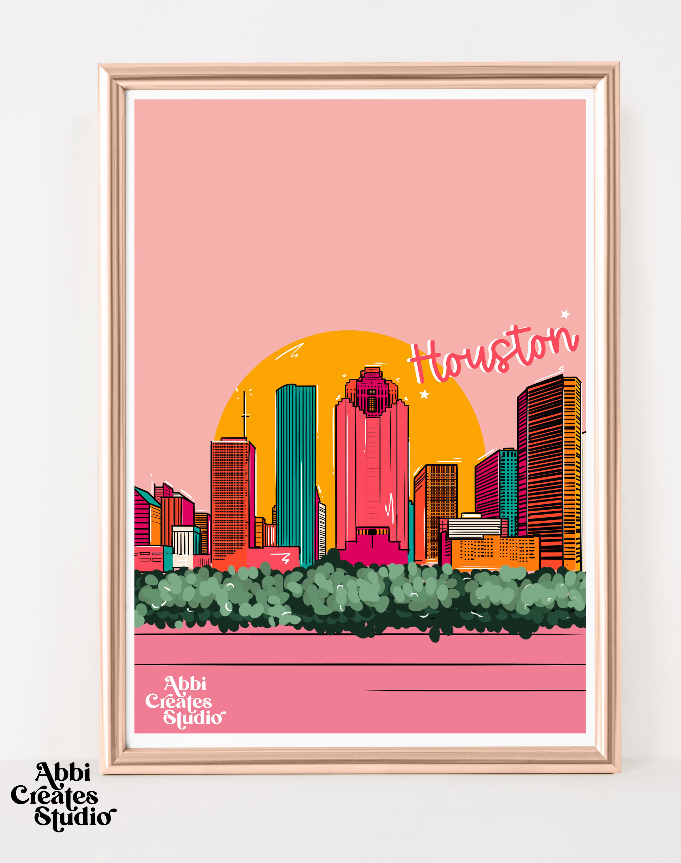 Abbicreates Studio LLC - Wholesale Art Print - Houston Texas Skyline Art Print1