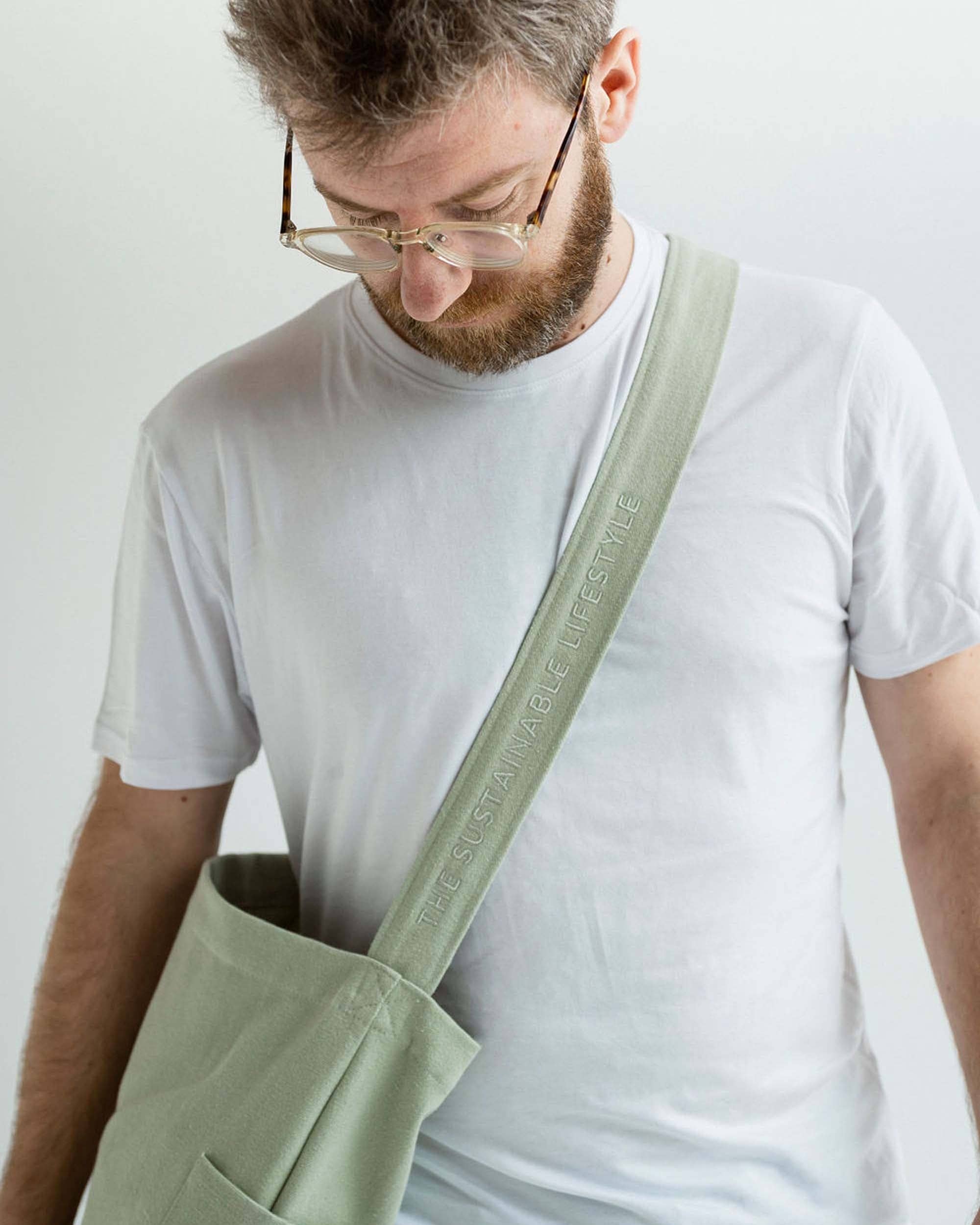 Tintok - Wholesale Crossbody Bag - Unisex - Mira Canvas Bag - Sea Foam 100% organic cotton