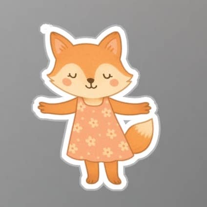 Adesivo in Vinile Volpe Carina – Animale del Bosco in Abito Floreale | Adesivo per Bottiglia d'Acqua, Laptop e Diario Adatto ai Bambini per la vendita all'ingrosso da parte di Wear Us Out