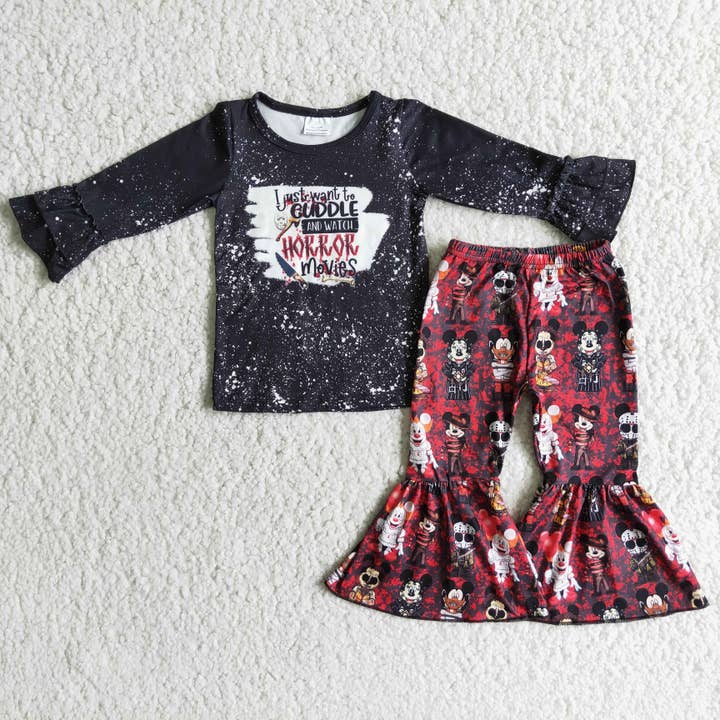 Yawoo Garments - Wholesale Top & Pant Set - Kids - Black bleached shirt pants girls Halloween outfits