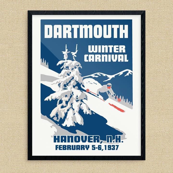 Poster da sci con Dartmouth 1937, 28 x 35,6 cm per la vendita all'ingrosso da parte di Fridgedoor