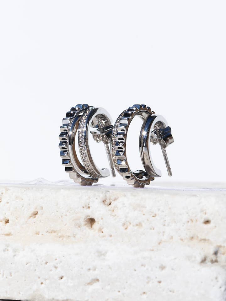 TRIPLE THREAT HUGGIES- STERLING SILVER PLATE for wholesale by Native Gem