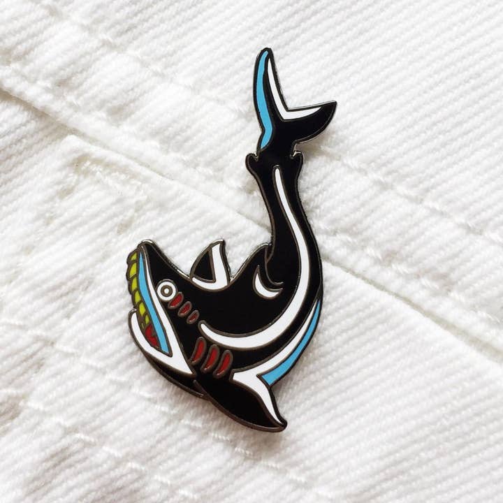 Shark Tattoo Enamel Pin Badge for wholesale by Cousins Collective