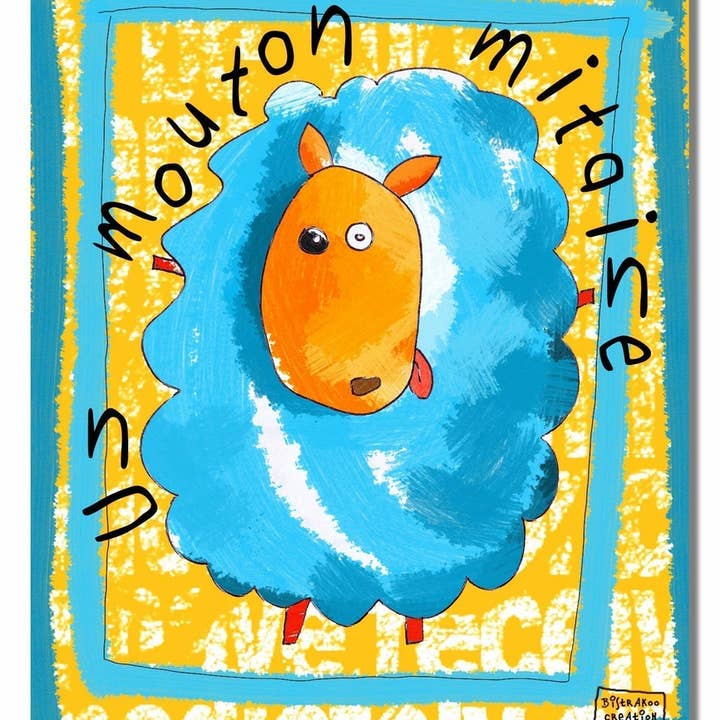 Tableau décoratif bébé enfant - Un mouton mitaine pour la vente par BISTRAKOO
