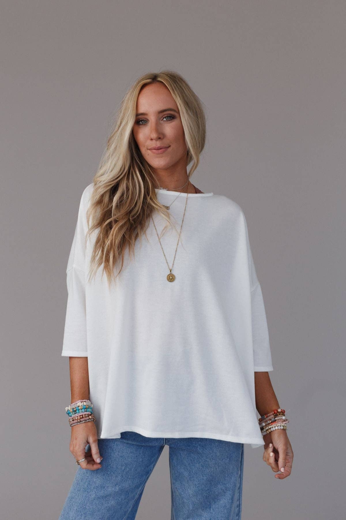 Three Bird Nest - Wholesale Tunic - Women's - Cozy Cool Oversized Tee - Ivory7