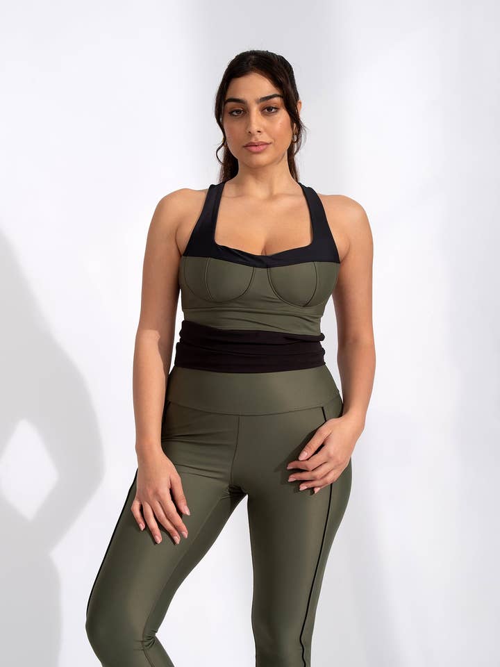 Mesh Bustier Bra - Olive/black for wholesale by WHEN & WHERE