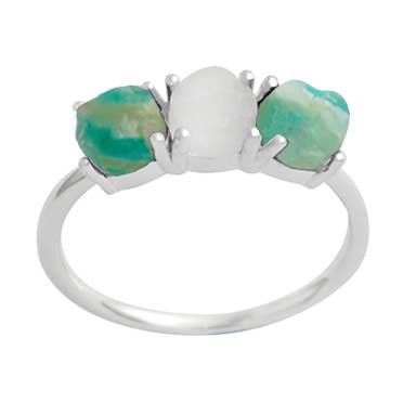 Sinnes Ring - 925 Sterling Silver - Amazonite /Moonstone for wholesale by TALISMAS BIJOUX