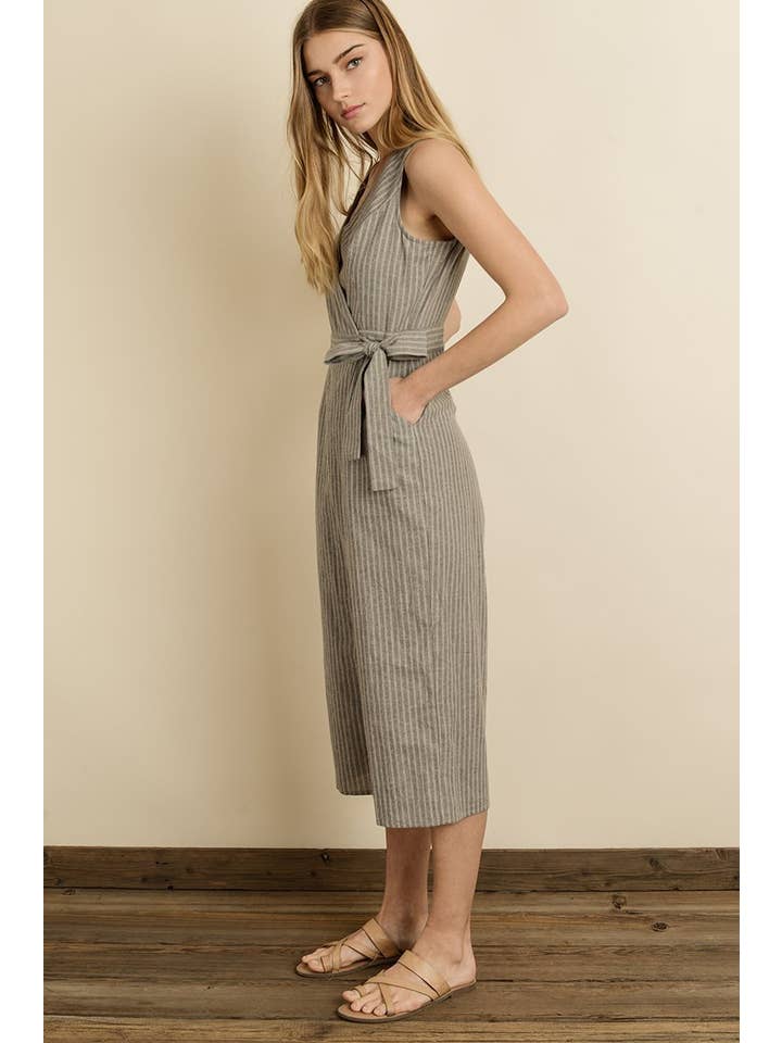 Dress Forum - Wholesale Jumpsuit - Women's - FP3198 Double-Stripe Surplice Cropped Jumpsuit