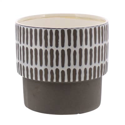 HomArt - Venta al por mayor Floreros - Jarrón Portman, cerámica -ancho- parte superior blanca con esmalte antideslizante gris Btm