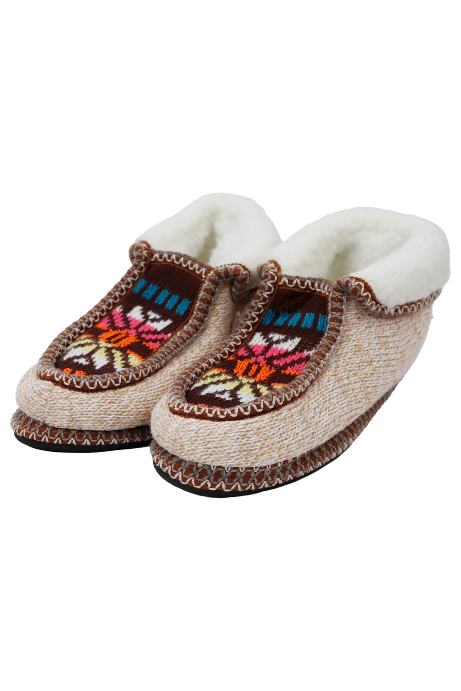 ASSORTED Boho Multi-tribal Shearling Lined Moccasin Slippers for wholesale on Faire1