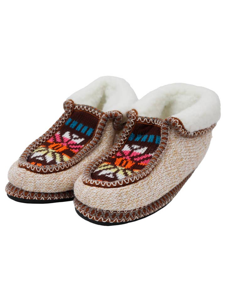 ASSORTED Boho Multi-tribal Shearling Lined Moccasin Slippers for wholesale on Faire1