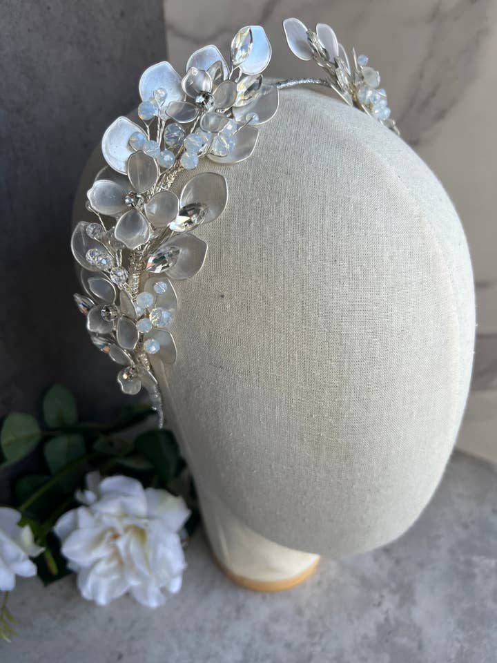 Perle & Krystal Blomster Tiara – Kommunion & brude for engroshandel hos Preciuspearls