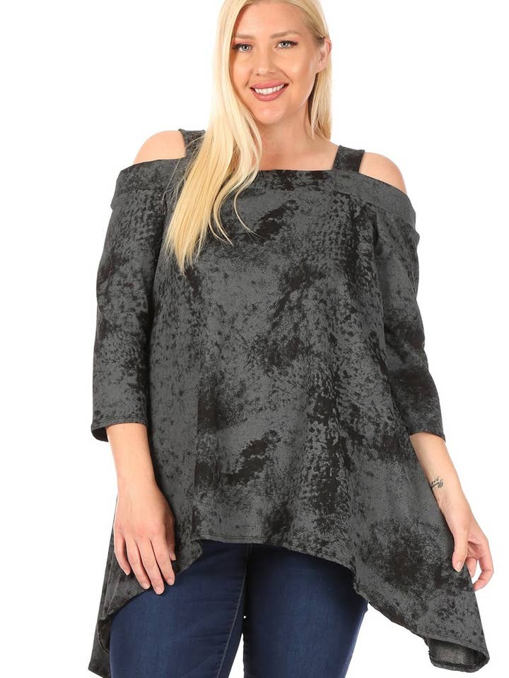 loose fit top with off the shoulder sleeves for wholesale by Lady Curvaceous