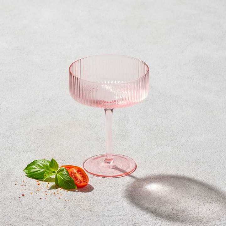Vikko Decor - Malibu, Ribbed Glass, Blush, MULTIPLE SHAPES for wholesale by Kadra Kitchenware