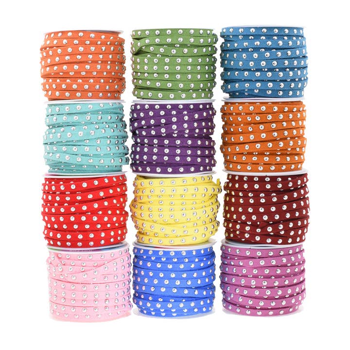 Mandala Crafts - Wholesale Craft supplies - 5mm Studded Faux Suede Cord Rope for Jewelry Making18