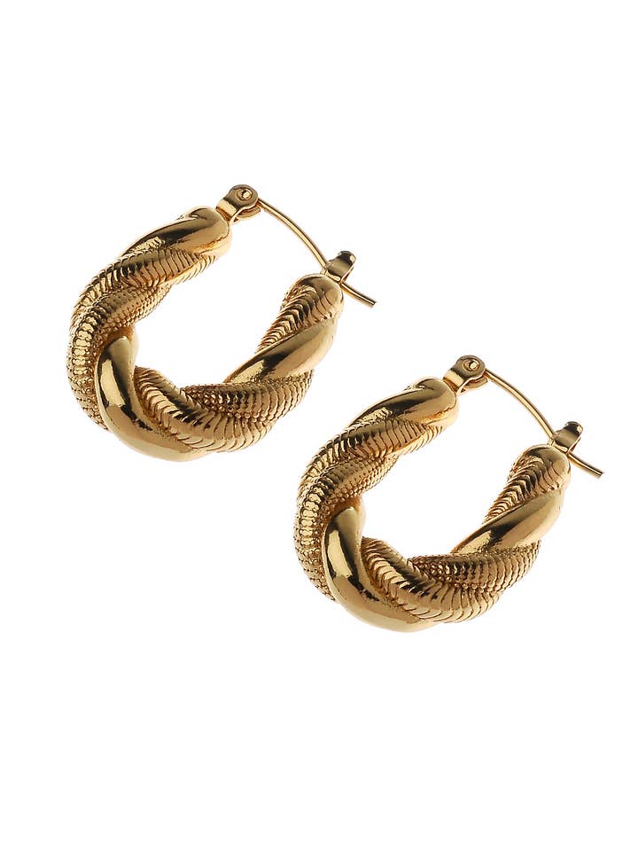 Plaited Stainless Steel Hoop Earring for wholesale by Oceanic Jewellers - Majique London