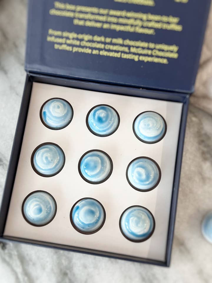 9 pc Bay of Fundy Sea Salt Caramel Bonbons for wholesale by McGuire Chocolate Company