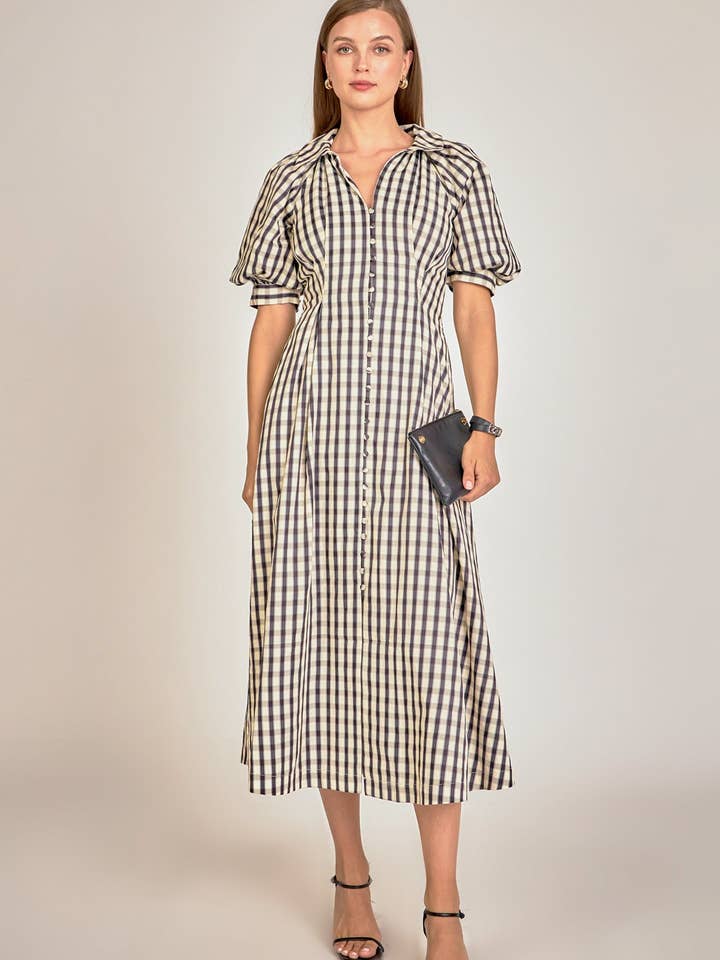 Robe Midi à Carreaux Gingham pour la vente par English Factory