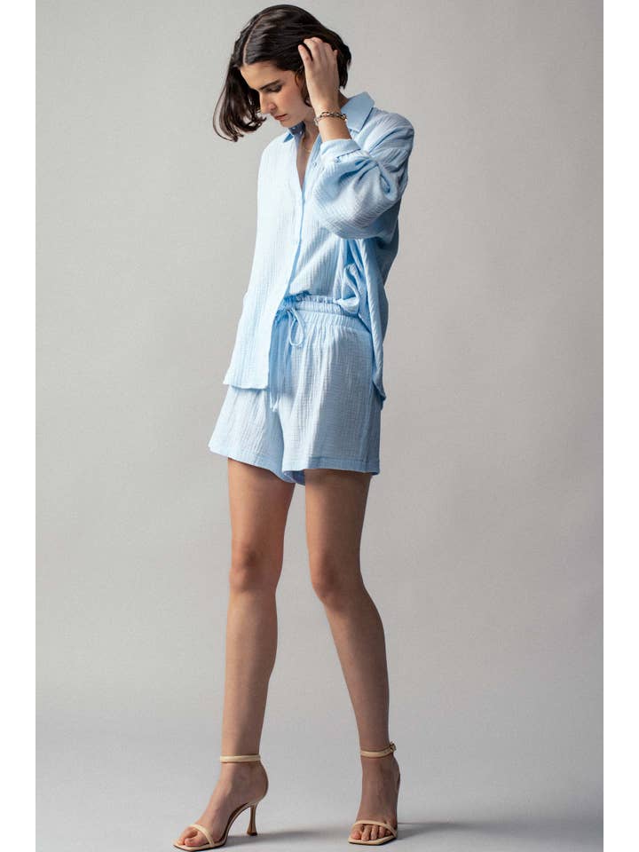 Urban Daizy - Wholesale Lounge Set - Women's - Crinkle Cotton Gauze Resort Button-Up Set14