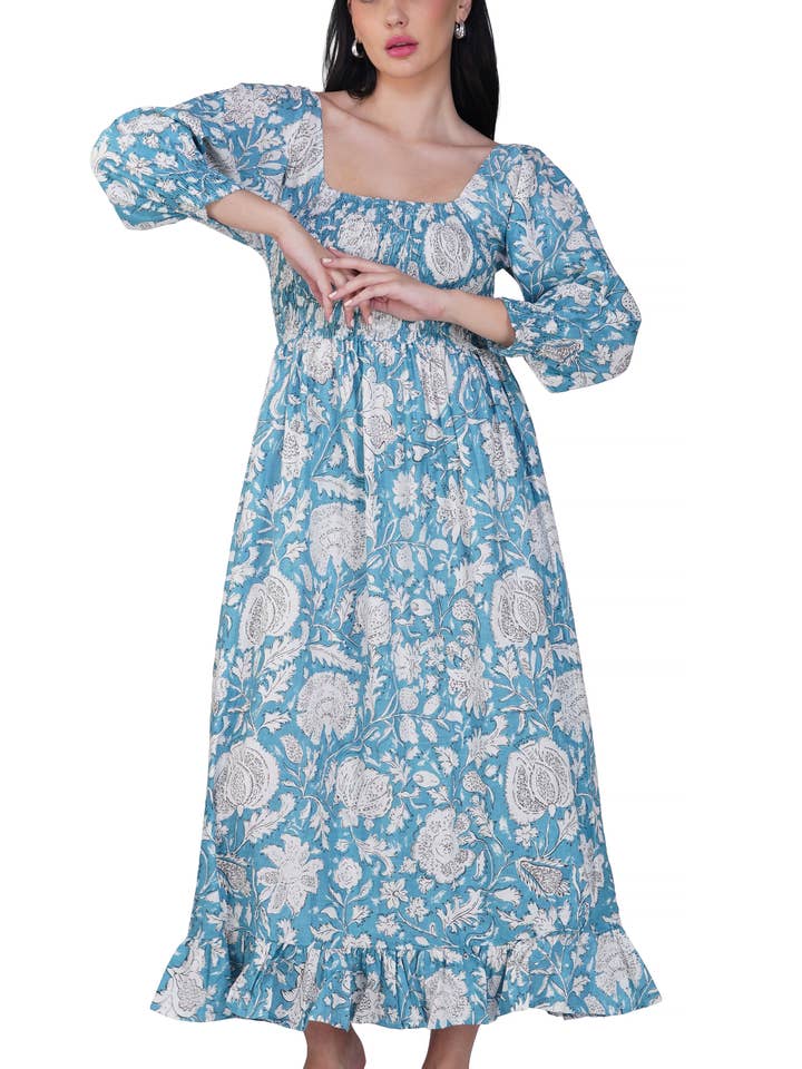 Azure Bloom maxi-jurk voor wholesale door Purple Mohar