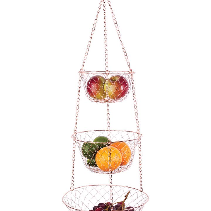 Fox Run Brands - Wholesale Fruit Basket - Fox Run Hanging Wire Baskets, Copper, 11" x 14.5"