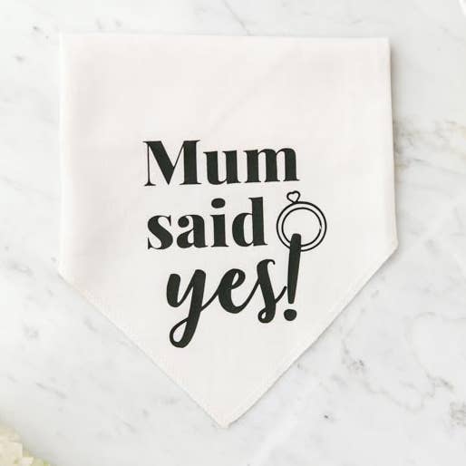 Pawfect Celebrations - Mum Said Yes! Cream Bandana for wholesale by Pawfect Pals