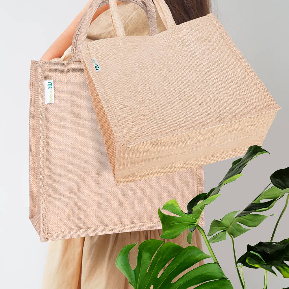 KIU Canadian Distribution Inc. - Vendita all'ingrosso Borsa per shopping/spesa - Borsa shopper in juta naturale Terra con manici imbottiti di lusso13