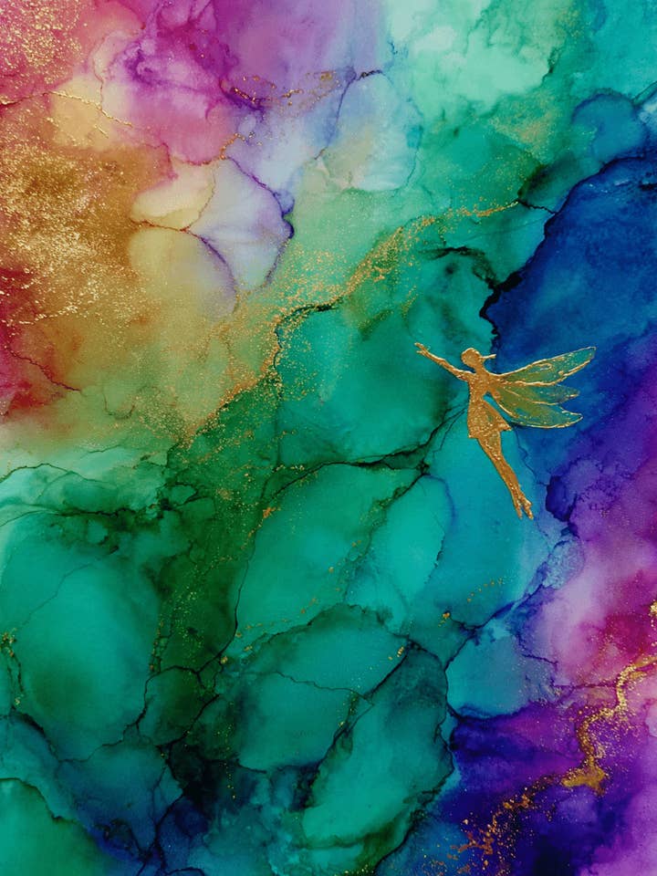 Little Fairy Gold Speck Southwest Abstract Art Print - 8"x10" Artwork for 11"x14" Frame for wholesale by Mowbi