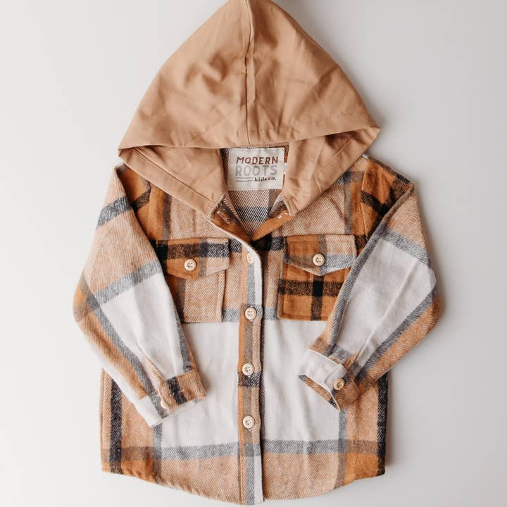 Modern Roots Kids Co. - Wholesale Shirt Jacket/Shacket - Kids - Flannel | LATTE