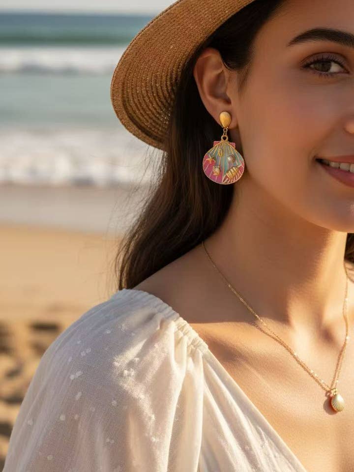 Pendiente colgante en forma de concha de acero para venta al por mayor de COSMOS