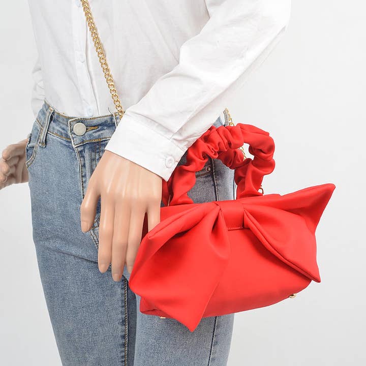 3AM BY H&D ACCESSORIES - Wholesale Top Handle Bag - Women's - Nylon Top Handle Bag with Bow Front Clutch