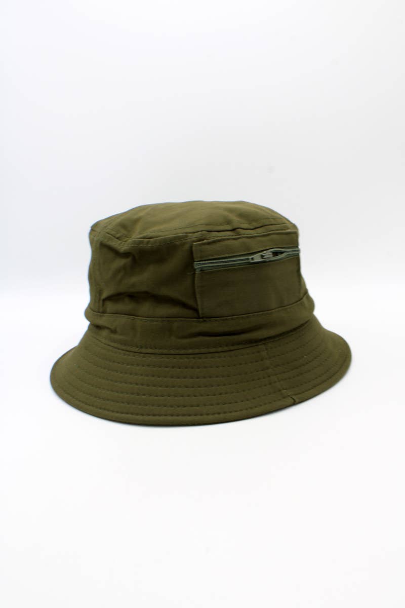 Hologramme Paris - Wholesale Bucket Hat - Unisex - Plain Cotton Classic Bucket Hat with Zip24