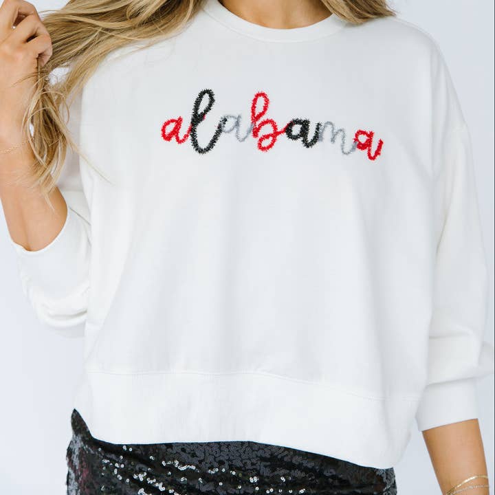 Swtshrt Millie Hvid AL Alabama for engroshandel hos Mary Square