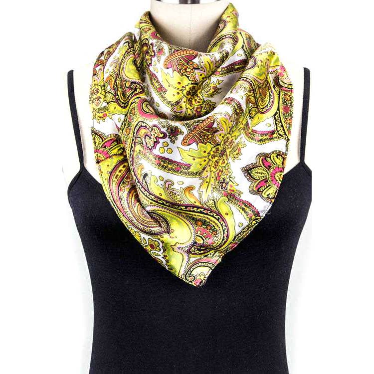 Artini Accessories - Vendita all'ingrosso Sciarpa - Donna - Sciarpa quadrata in 100% seta con motivo paisley0