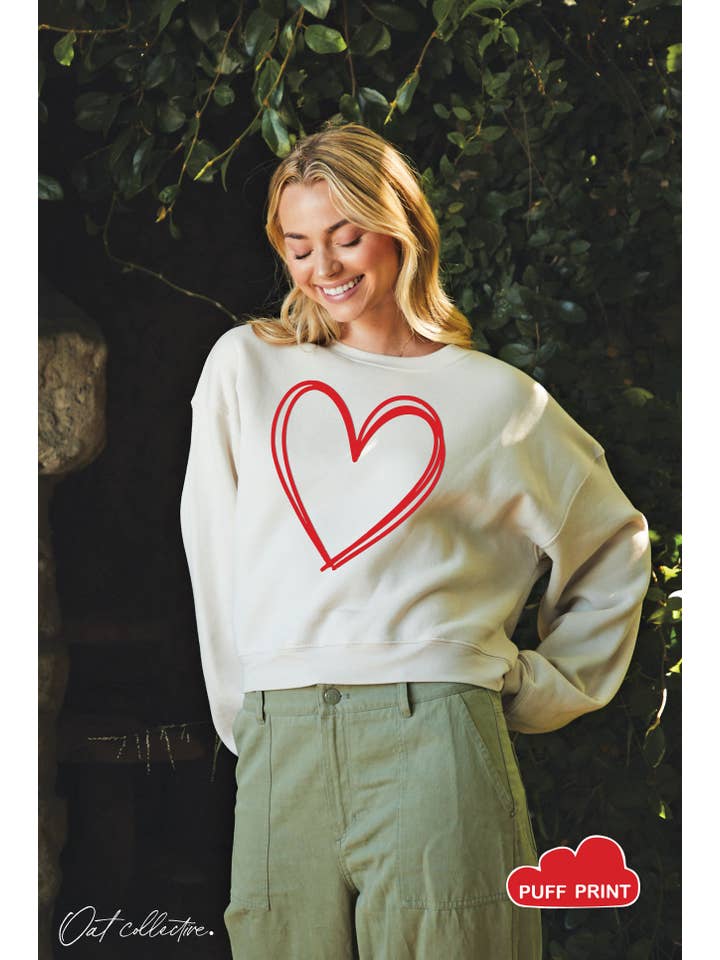 OAT COLLECTIVE - Wholesale Graphic Sweatshirt - Women's - HEART PUFF Mid Graphic Sweatshirt13