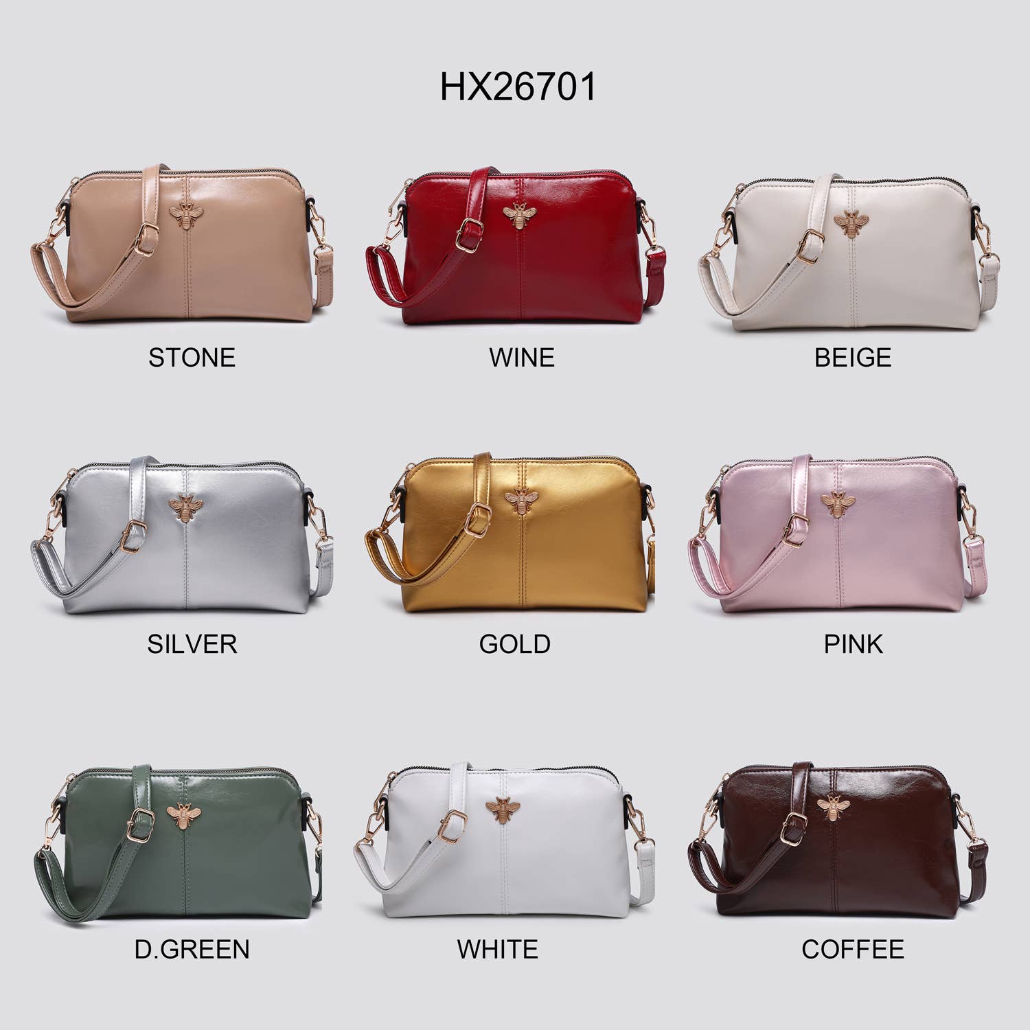 House of Milano – wholesale Crossbody bag – Women's – Faux Leather Crossbody Bag with Bee Logo # 2670113