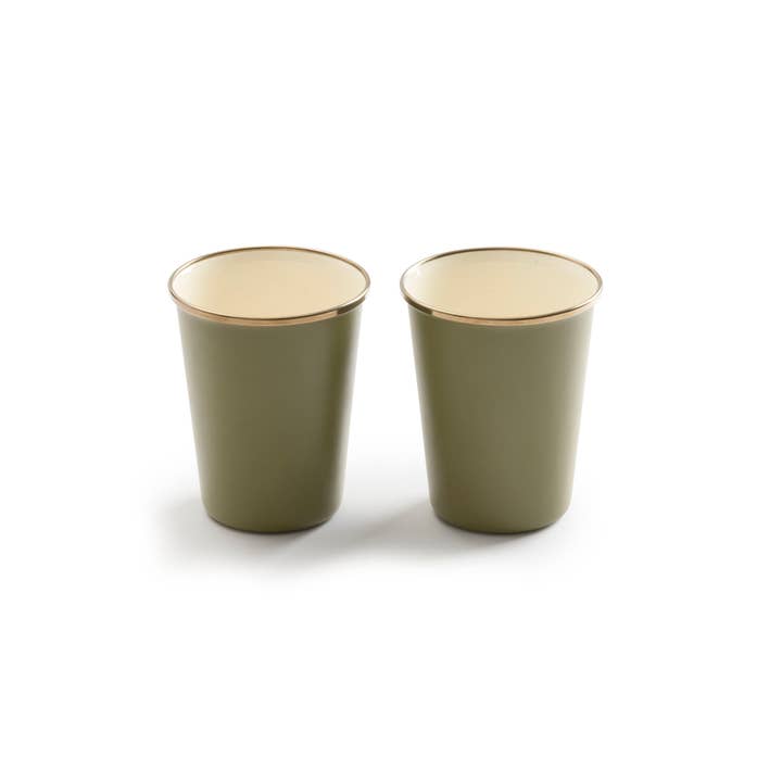 Barebones - Wholesale Drinking Glass/Cup - Enamel 2-Tone Tall Cup Set2