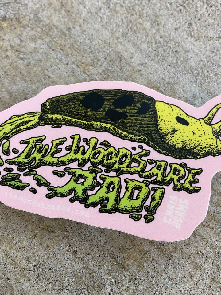 The Woods Are Rad Banana Slug Sticker for wholesale by Sporelust!