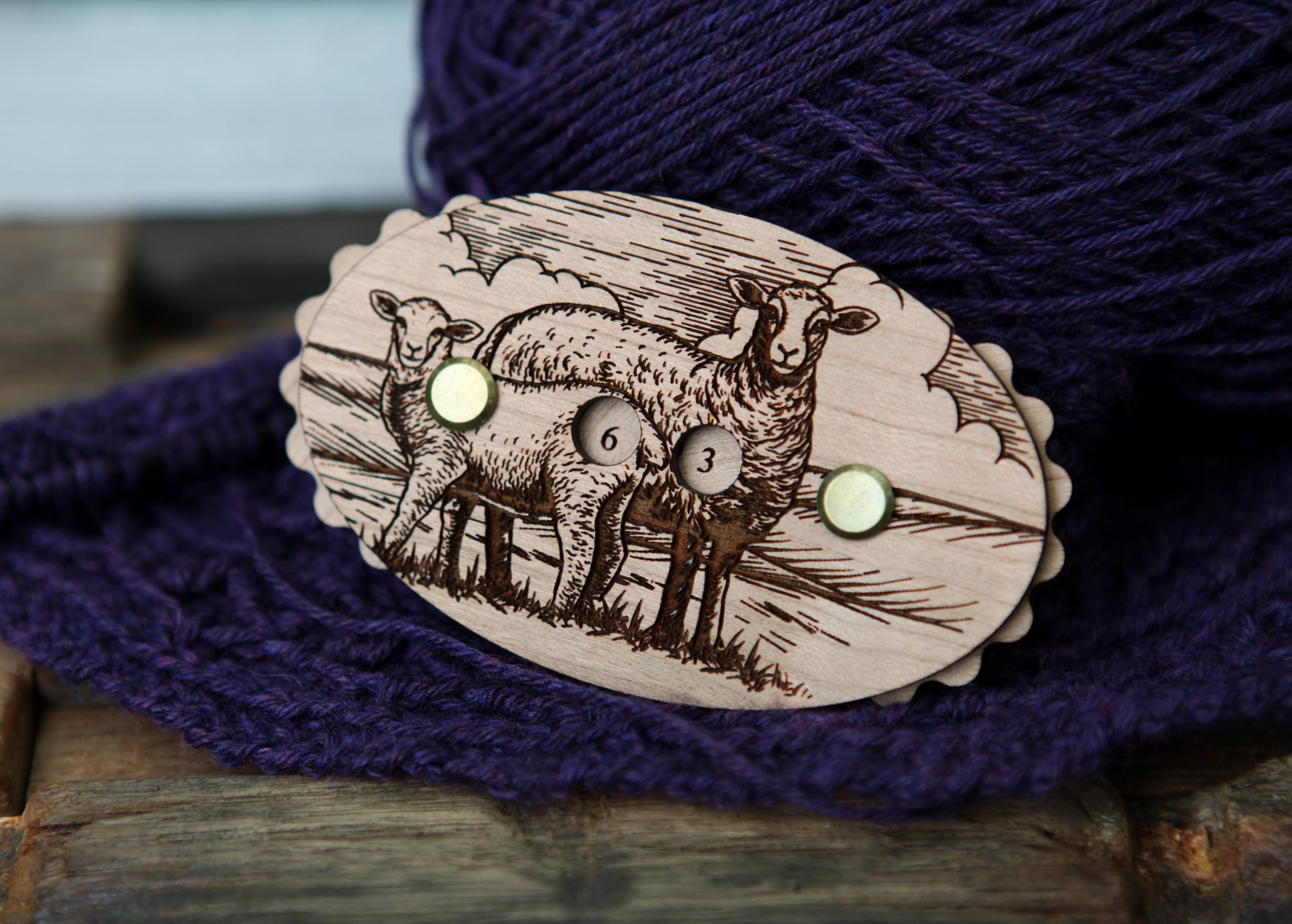 Sunrise Grove - Wholesale Knitting/Crochet Supplies - Sheep Cherry Wood Knitting Row Counter7