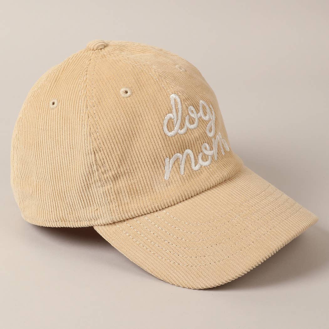 Fashion City - Wholesale Baseball Cap - Unisex - Dog Mom Text Solid Color Corduroy Baseball Cap14
