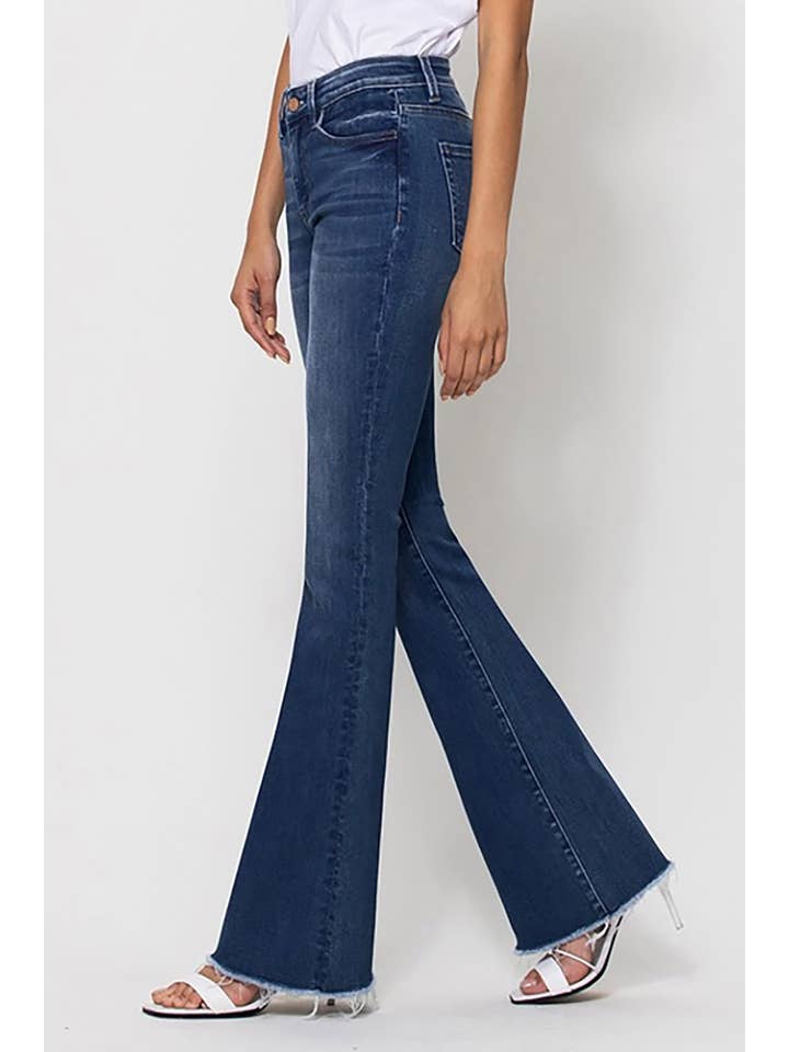 WITTY MID RISE RAW HEM FLARE JEANS T5349D for wholesale on Faire2