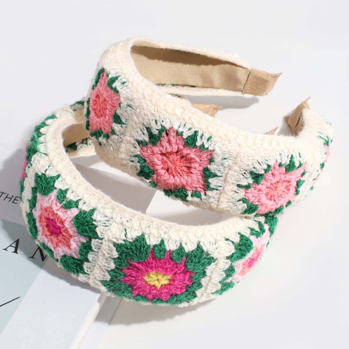 ACCITY - Wholesale Fashion Headband - Women's - PASTORAL STYLE KNITTED FLOWER BRAIDED HEADBAND_CWAHA22617