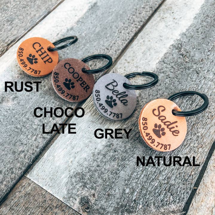 Étiquette d'identification personnalisée pour animaux de compagnie | Médaille pour chat | Médaille pour la vente par Iron and Grain Leather Co.