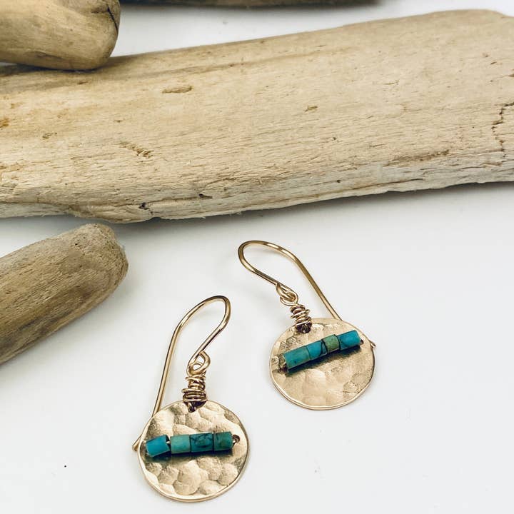 Turquoise Disc Earrings for wholesale by Laura J Designs